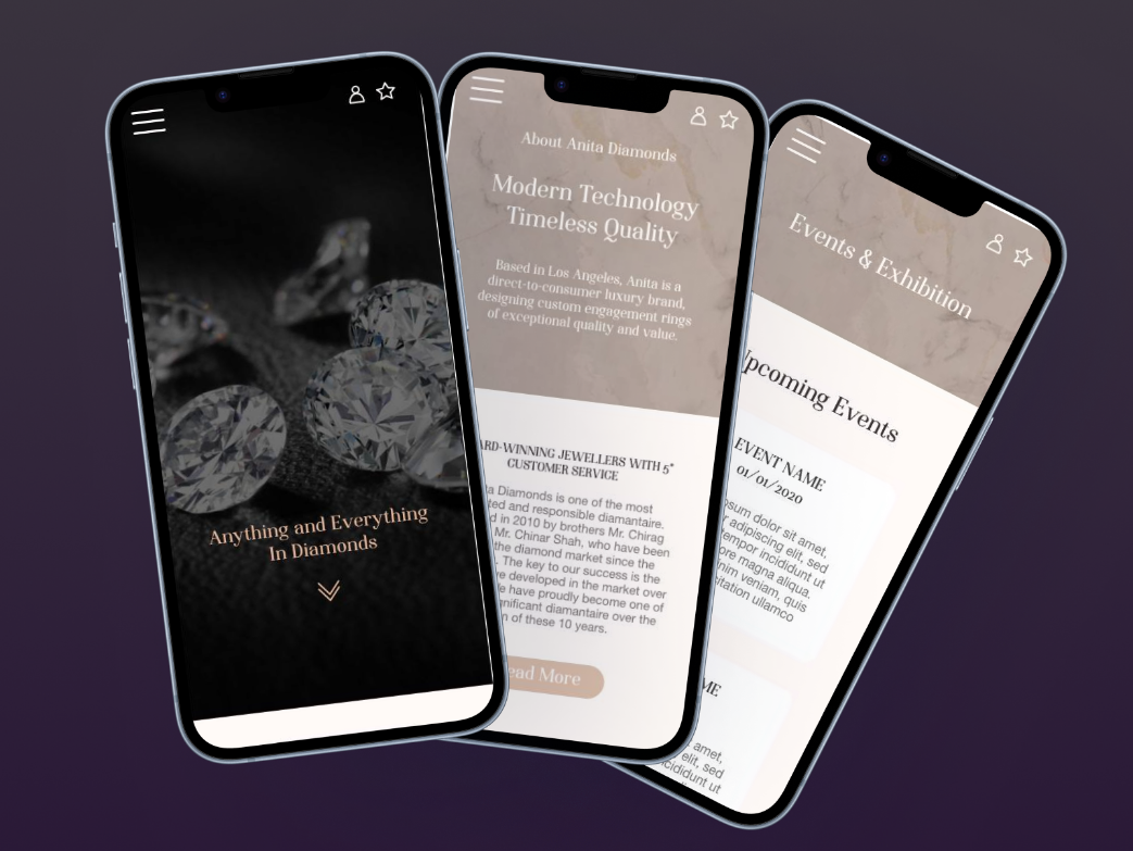 Anita Diamonds mobile screens